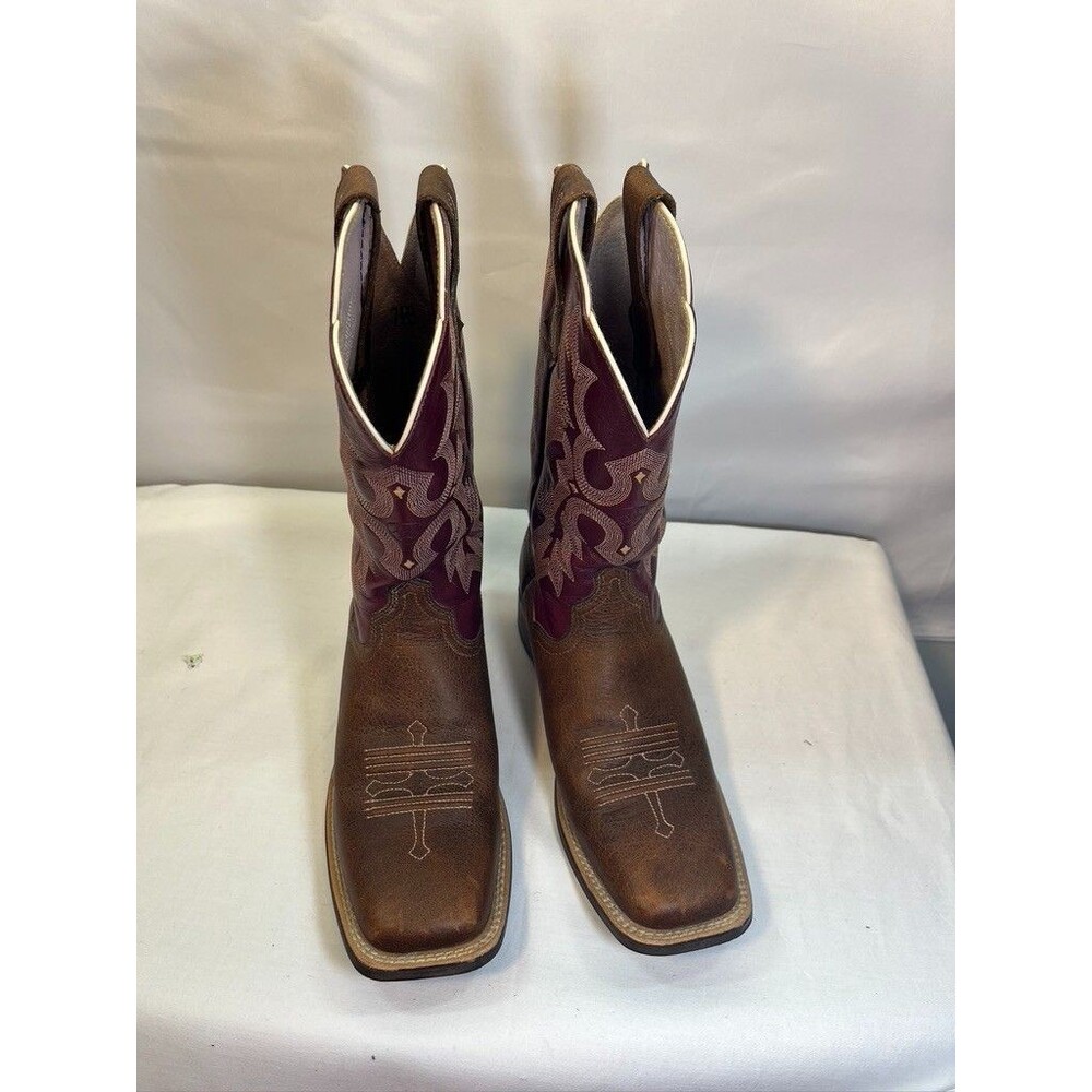 ARIAT WOMENS SZ 7.5 B WESTERN COWBOY BOOTS BURGANDY LEATHER NEW